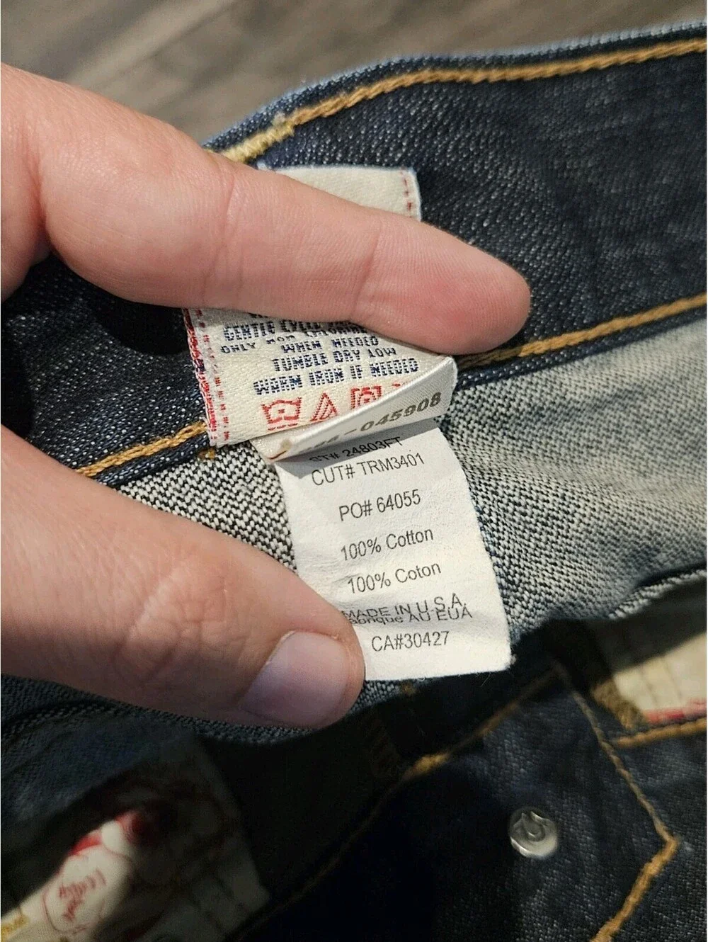 USA True Religion Joey Studded Mens 31x30 Dark Wash Blue Jeans Thick Stitch